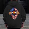 Colorado Roots Inside State Flag American Proud Zip Up Hoodie Back Print