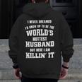Dad Life World's Hottest Husband Father Men Zip Up Hoodie Back Print