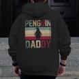 Father's Day Idea Animal Lover Dad Retro Penguin Zip Up Hoodie Back Print