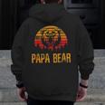 Fathers Day Papa Grandpa Distressed Papa Bear Sunset Zip Up Hoodie Back Print