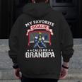 My Favorite Goalie Calls Me Grandpa Soccer Hockey Zip Up Hoodie Back Print