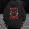 Firefighter Papa Fire Fighter Dad For Father's Day Fireman Zip Up Hoodie Back Print