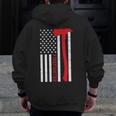 Fireman Red Line Firefighter Usa Pride Flag Father Idea Zip Up Hoodie Back Print