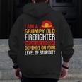 Firemen Grumpy Old Firefighter Men Grandpa Zip Up Hoodie Back Print