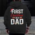 First Christmas As A Dad Xmas Lights New Dad Christmas Zip Up Hoodie Back Print