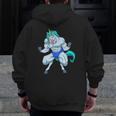 Fitness Bodybuilder Unicorn Shows Muscles Gym Zip Up Hoodie Back Print
