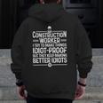 Construction For Men Dad Construction Worker Zip Up Hoodie Back Print