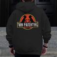 Twin Dad Fathers Day ParentingShirt For Men Zip Up Hoodie Back Print
