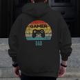 Gamer Dad Vintage 60S 70S Console Controller Graphic Zip Up Hoodie Back Print