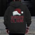 Grandpa Claus Santa Hat Red Buffalo Plaid Christmas Pajama Zip Up Hoodie Back Print