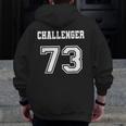 Jersey Style Challenger 73 1973 Old School Muscle Car Zip Up Hoodie Back Print