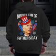 Joe Biden Confused Merry 4Th Of Fathers Day Fourth Of July Zip Up Hoodie Back Print