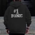 Mens 1 Bunic Number One Father's Day Tee Zip Up Hoodie Back Print