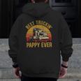 Mens Best Truckin Pappy Ever Big Rig Trucker Father's Day Zip Up Hoodie Back Print