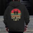 Mens Cat Dad Af Daddy Fathers Day Retro Vintage Zip Up Hoodie Back Print