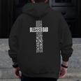 Mens Christian Blessed Dad Cross Father's Day Zip Up Hoodie Back Print
