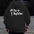 Mens The Dogfather Golden Retriever Dog Dad Tshirt Father's Day Zip Up Hoodie Back Print