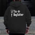 Mens The Dogfather Great Dane Dog Dad Tshirt Father's Day Zip Up Hoodie Back Print