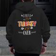 Mens Turkey Dad Thanksgiving Pregnancy Announcement Zip Up Hoodie Back Print
