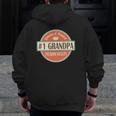 Mens Number 1 Grandpa 1 Grandfather Father's Day Zip Up Hoodie Back Print
