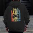 Mens Pregnancy Announcement Dad Level Unlocked Soon To Be Father Zip Up Hoodie Back Print