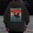 Mens Retro Vintage Drummer Dad Music Lover & Fan Father's Day Zip Up Hoodie Back Print