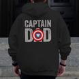 Mens Super Captain Dad Superhero Zip Up Hoodie Back Print
