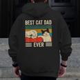 Mens Vintage Best Cat Dad Ever Bump Fit Classic Zip Up Hoodie Back Print