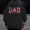 Mens Vintage Dad Father's Day American Flag Usa Dad 4Th Of July Zip Up Hoodie Back Print