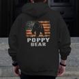 Mens Vintage Poppy Bear Poppy Father's Day Dad Zip Up Hoodie Back Print