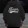 Mens Vintage Pops Est 2023 First Time Grandpa Fathers Day Zip Up Hoodie Back Print