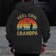 Mens Vintage Reel Cool Grandpa Fish Fishing Shirt Father's Day Gi Zip Up Hoodie Back Print