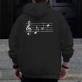 Music Dad Text In Treble Clef Musical Notes Zip Up Hoodie Back Print