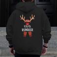 The Papa Reindeer Family Matching Group Christmas Zip Up Hoodie Back Print