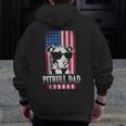 Pitbull Dad American Flag Zip Up Hoodie Back Print