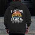 Pontoon Grandpa Captain Retro Boating Father's Day Zip Up Hoodie Back Print