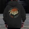 Pops Like A Grandpa Only Cooler Vintage Retro Father's Day Zip Up Hoodie Back Print