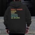 Product Manager Husband Daddy Superhero Dad Zip Up Hoodie Back Print