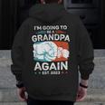 Promoted To Grandpa Again Est 2023 Pregnancy Announcement Zip Up Hoodie Back Print