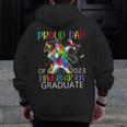 Proud Dad Of A 2023 Kindergarten Graduate Unicorn Dabbing Zip Up Hoodie Back Print