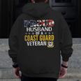 Proud Husband Of A Coast Guard Veteran With American Flag Veteran Zip Up Hoodie Back Print