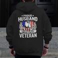 Proud Husband Of A Us Veteran Dog Tags Military Spouse Zip Up Hoodie Back Print
