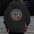 Proud Papa Father's Day American Flag Button 4Th Of July Zip Up Hoodie Back Print