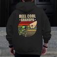 Reel Cool Grandpa Retro Fishing Father's Day Fist Bump Zip Up Hoodie Back Print Reel Cool Grandpa Retro Fishing Father's Day Fist Bump Zip Up Hoodie Back Print