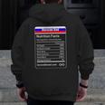 Russian Dad Nutrition Facts Fathers Day Zip Up Hoodie Back Print