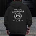 Soon To Be Grandpa Of Twins 2019 Baby Announcement Zip Up Hoodie Back Print