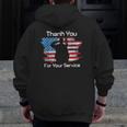 Thank You For Your Service Camouflage Usa Flag Veterans Day Zip Up Hoodie Back Print