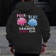 Thanksgiving Baby Shower Gender Reveal For Grandpa Zip Up Hoodie Back Print