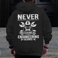 Never Underestimate A Grandpa With A Mechanical Engineering Zip Up Hoodie Back Print