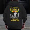 Never Underestimate An Old Man Vietnam Veteran Veteran Zip Up Hoodie Back Print